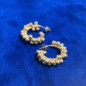 Gold filled beaded hoop earrings